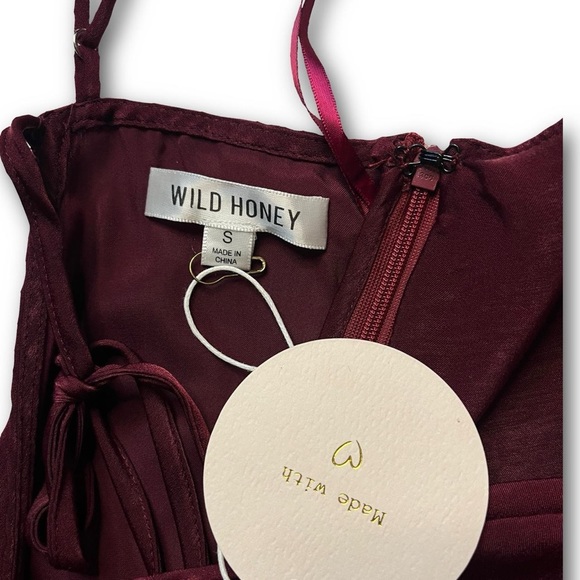 Wine red asymmetrical midi dress NWT S - Picture 3 of 6